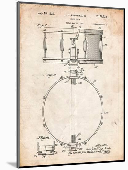 Snare Drum Instrument Patent-Cole Borders-Mounted Art Print