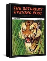 "Snarling Tiger," Saturday Evening Post Cover, April 19, 1941-Emmett Watson-Framed Stretched Canvas