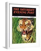 "Snarling Tiger," Saturday Evening Post Cover, April 19, 1941-Emmett Watson-Framed Giclee Print