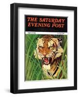 "Snarling Tiger," Saturday Evening Post Cover, April 19, 1941-Emmett Watson-Framed Premium Giclee Print