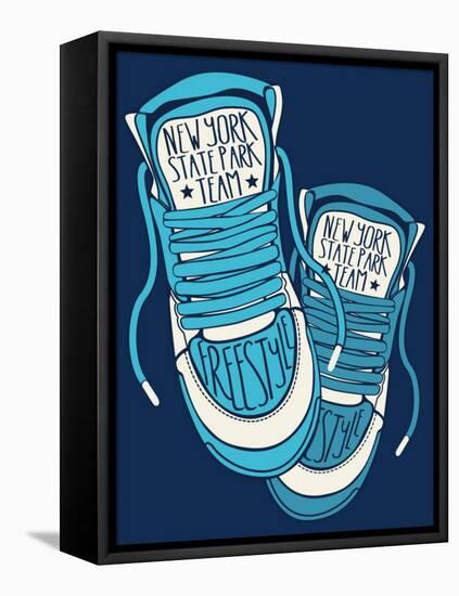 Sneakers Graphic Design for Tee-braingraph-Framed Stretched Canvas