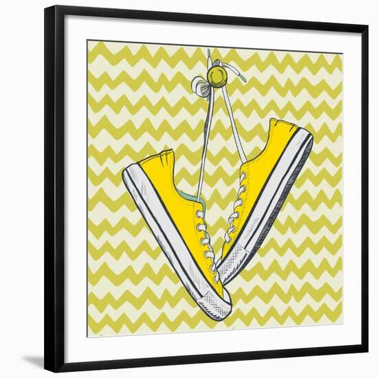 Sneakers Sketch-TashaNatasha-Framed Art Print