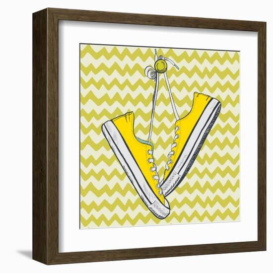 Sneakers Sketch-TashaNatasha-Framed Art Print