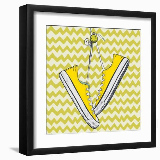 Sneakers Sketch-TashaNatasha-Framed Art Print