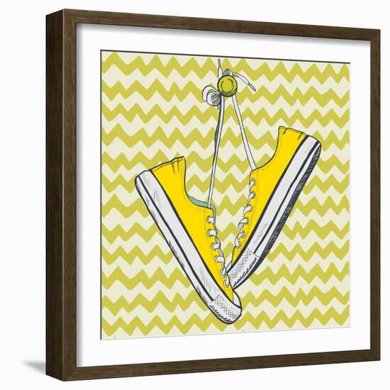 Sneakers Sketch-TashaNatasha-Framed Art Print