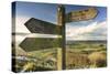 Sneck Yate signpost at Whitestone Cliffe, on The Cleveland Way long distance footpath, North Yorksh-John Potter-Stretched Canvas