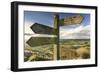 Sneck Yate signpost at Whitestone Cliffe, on The Cleveland Way long distance footpath, North Yorksh-John Potter-Framed Photographic Print