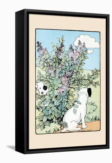 Snip And Snap Play In the Lilac Bushes-Julia Dyar Hardy-Framed Stretched Canvas