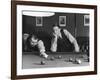 Snooker Player Prepares to Play a Shot as His Partner Looks On-null-Framed Photographic Print