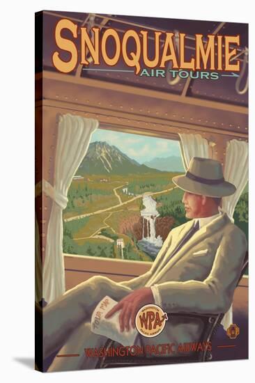 Snoqualmie by Air, Snoqualmie Falls, Washington-Lantern Press-Stretched Canvas