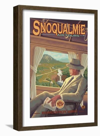 Snoqualmie by Air, Snoqualmie Falls, Washington-Lantern Press-Framed Art Print