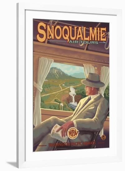 Snoqualmie by Air, Snoqualmie Falls, Washington-Lantern Press-Framed Art Print