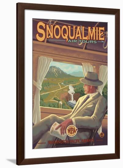 Snoqualmie by Air, Snoqualmie Falls, Washington-Lantern Press-Framed Art Print