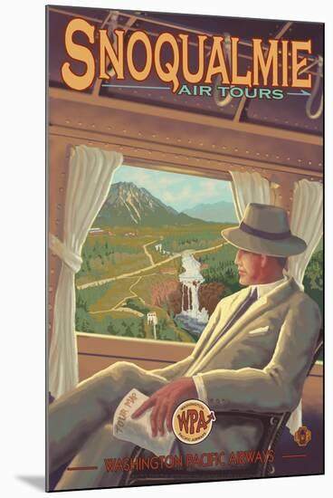 Snoqualmie by Air, Snoqualmie Falls, Washington-Lantern Press-Mounted Art Print