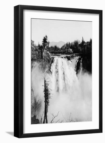 Snoqualmie Falls and Lodge, Washington Photograph - Snoqualmie, WA-Lantern Press-Framed Art Print