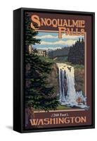 Snoqualmie Falls by Day, Washington-Lantern Press-Framed Stretched Canvas