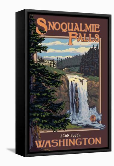 Snoqualmie Falls by Day, Washington-Lantern Press-Framed Stretched Canvas