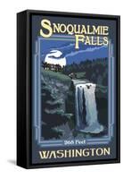 Snoqualmie Falls by Night, Washington-Lantern Press-Framed Stretched Canvas