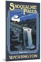 Snoqualmie Falls by Night, Washington-Lantern Press-Mounted Art Print