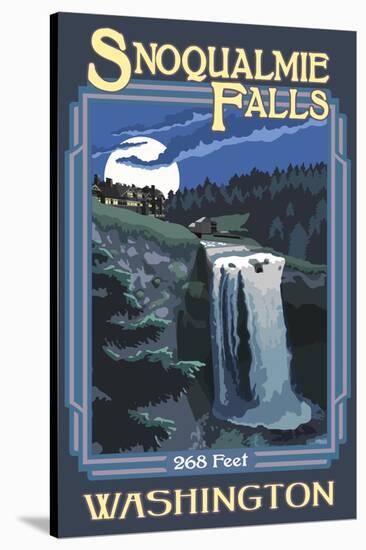 Snoqualmie Falls by Night, Washington-Lantern Press-Stretched Canvas