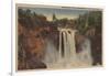 Snoqualmie Falls, WA - View of Falls & Lodge-Lantern Press-Framed Art Print