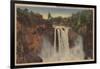 Snoqualmie Falls, WA - View of Falls & Lodge-Lantern Press-Framed Art Print