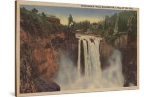 Snoqualmie Falls, WA - View of Falls & Lodge-Lantern Press-Stretched Canvas