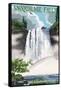 Snoqualmie Falls, Washington - Summer Scene-Lantern Press-Framed Stretched Canvas