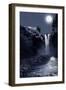 Snoqualmie Falls, Washington, View of the Falls at Night-Lantern Press-Framed Art Print