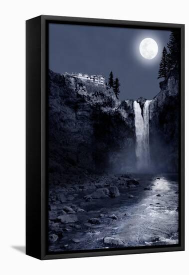 Snoqualmie Falls, Washington, View of the Falls at Night-Lantern Press-Framed Stretched Canvas