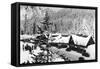 Snoqualmie Pass Ski Park and Lodge Photograph - Snoqualmie Pass, WA-Lantern Press-Framed Stretched Canvas