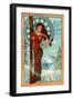 Snoqualmie Pass, Washington - Art Nouveau Skier-Lantern Press-Framed Art Print