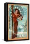 Snoqualmie Pass, Washington - Art Nouveau Skier-Lantern Press-Framed Stretched Canvas