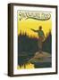 Snoqualmie Pass, Washington - Fisherman Casting-Lantern Press-Framed Art Print