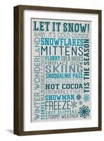 Snoqualmie Pass, Washington - Let it Snow - Holiday Typography-Lantern Press-Framed Art Print