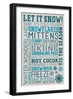 Snoqualmie Pass, Washington - Let it Snow - Holiday Typography-Lantern Press-Framed Art Print