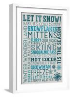 Snoqualmie Pass, Washington - Let it Snow - Holiday Typography-Lantern Press-Framed Art Print