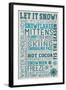 Snoqualmie Pass, Washington - Let it Snow - Holiday Typography-Lantern Press-Framed Art Print