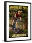 Snoqualmie Pass, Washington - Mountain Biker in Trees-Lantern Press-Framed Art Print