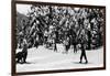 Snoqualmie Pass, Washington, View of Cross-Country Skiers at Pass in the Winter-Lantern Press-Framed Art Print