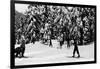 Snoqualmie Pass, Washington, View of Cross-Country Skiers at Pass in the Winter-Lantern Press-Framed Art Print