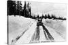 Snoqualmie Pass, Washington, View of Model-T Braving a Snowy Snoqualmie Pass-Lantern Press-Stretched Canvas