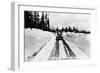 Snoqualmie Pass, Washington, View of Model-T Braving a Snowy Snoqualmie Pass-Lantern Press-Framed Art Print