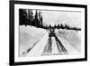 Snoqualmie Pass, Washington, View of Model-T Braving a Snowy Snoqualmie Pass-Lantern Press-Framed Art Print