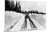 Snoqualmie Pass, Washington, View of Model-T Braving a Snowy Snoqualmie Pass-Lantern Press-Mounted Art Print