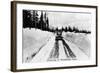 Snoqualmie Pass, Washington, View of Model-T Braving a Snowy Snoqualmie Pass-Lantern Press-Framed Art Print