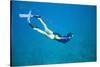 Snorkeler Diving Underwater-DLILLC-Stretched Canvas