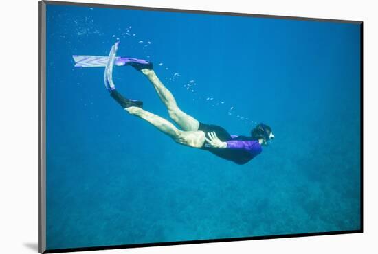 Snorkeler Diving Underwater-DLILLC-Mounted Photographic Print