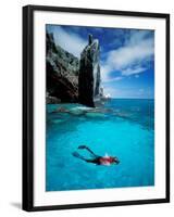 Snorkeler, Isla Tortuga, Galapagos Islands, Ecuador-Jack Stein Grove-Framed Premium Photographic Print