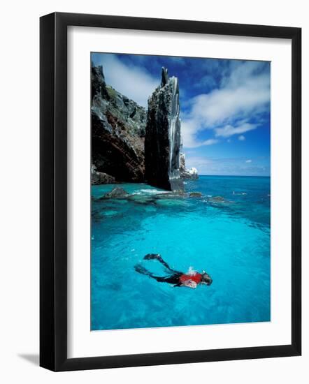 Snorkeler, Isla Tortuga, Galapagos Islands, Ecuador-Jack Stein Grove-Framed Photographic Print